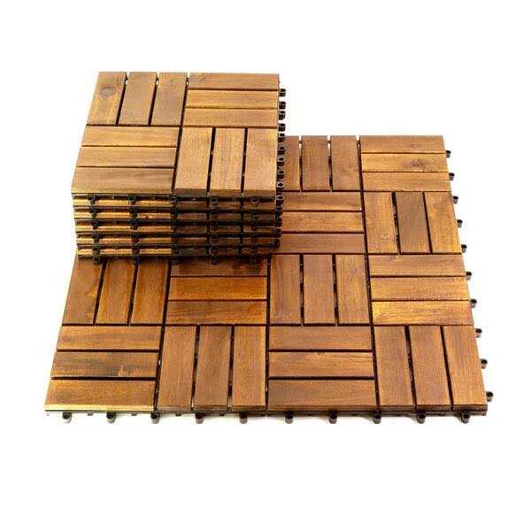 Pro Space 12 in. x 12 in. Acacia Wood Interlocking Flooring Deck Tile Pattern - Cheap Fitting