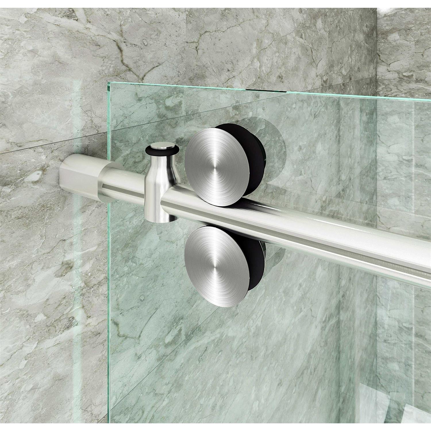 DIYHD NBSHOWERS Frameless Brushed Stainless Steel Sliding Glass Track barn Door Hardware - Cheap Fitting