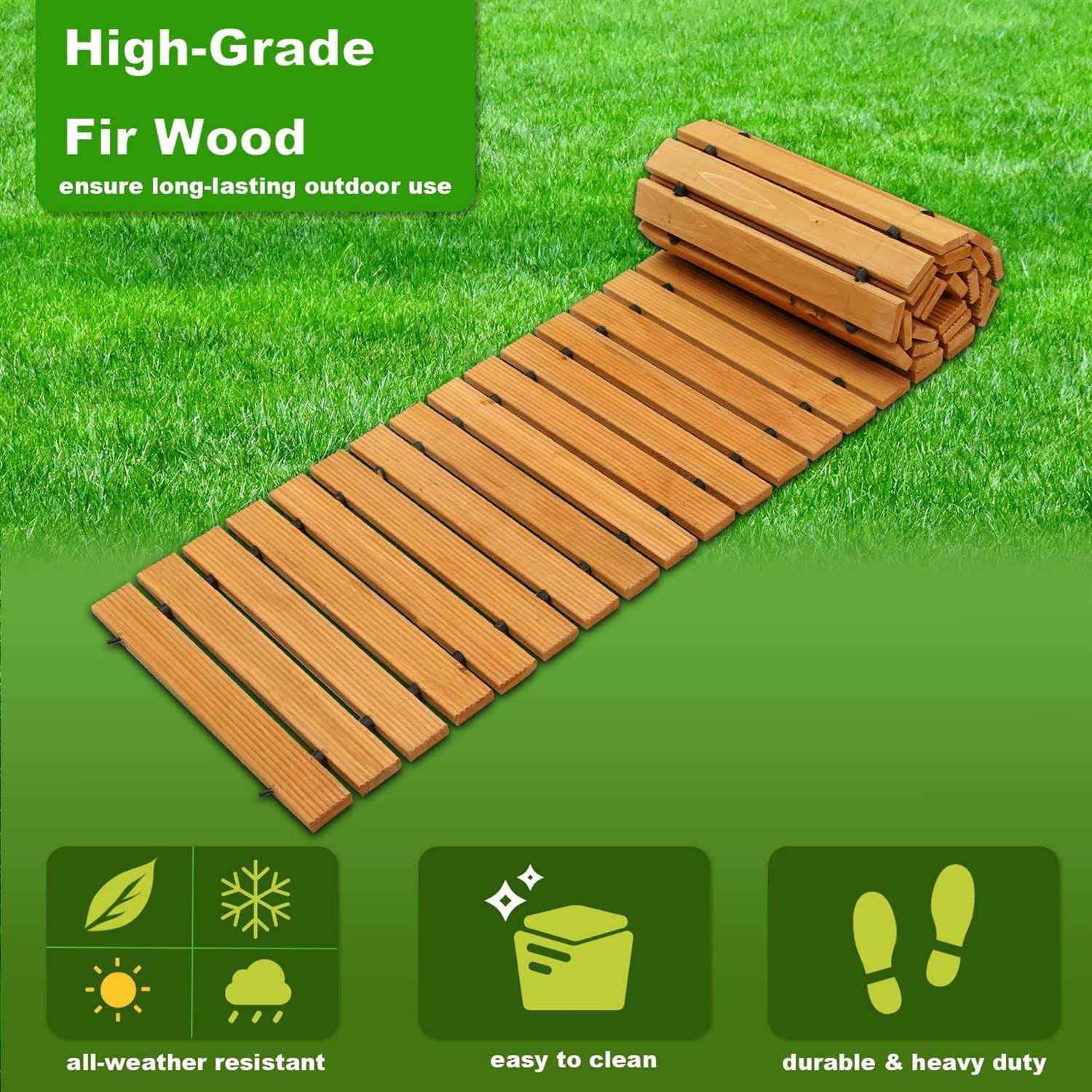 LINSHRY 8Ft Wooden Outdoor Garden Pathway - Cheap Fitting