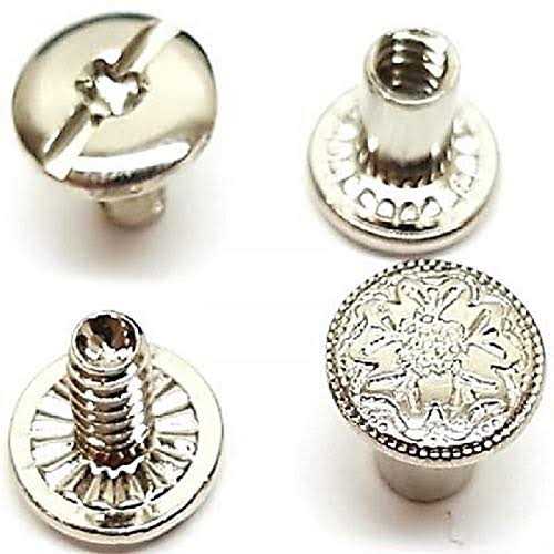 1/4 Premium Nickel Over Brass Floral Chicago Screw Fasteners 10 Pack - Cheap Fitting