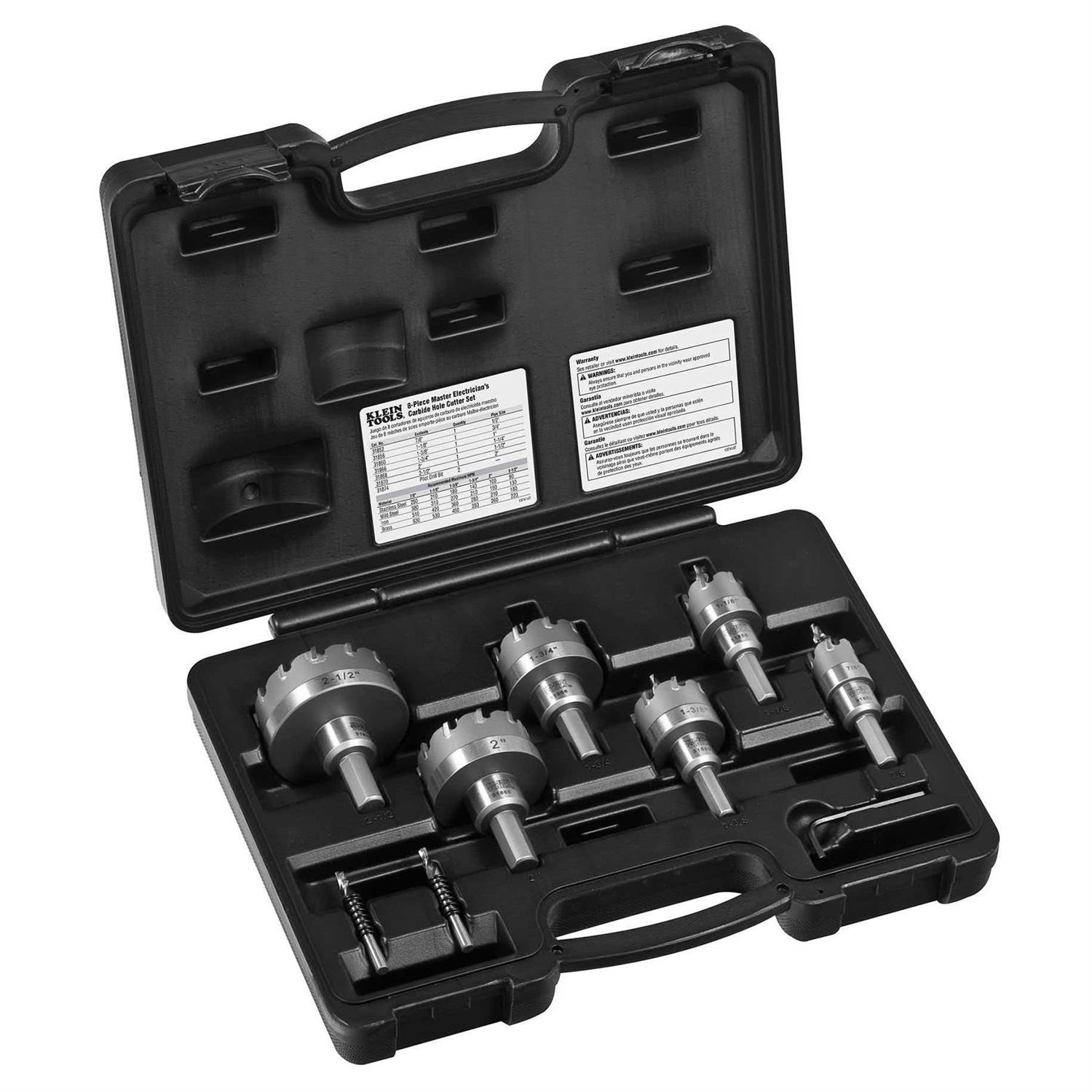 Klein Tools 31873 Master Electrician Hole Cutter 8-Piece Kit - Cheap Fitting