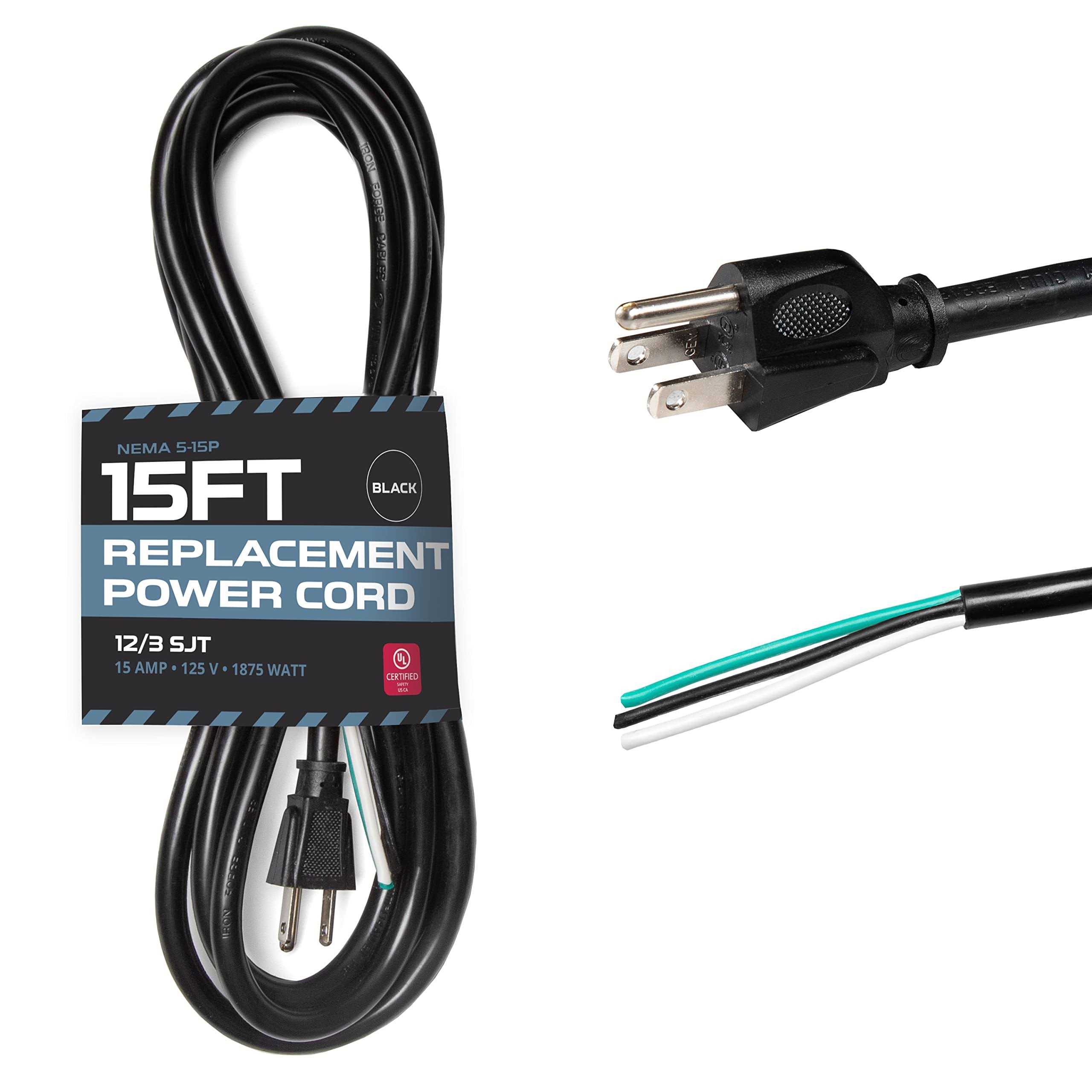 Iron Forge Cable AWG Replacement Power Cord with Open End - Cheap Fitting