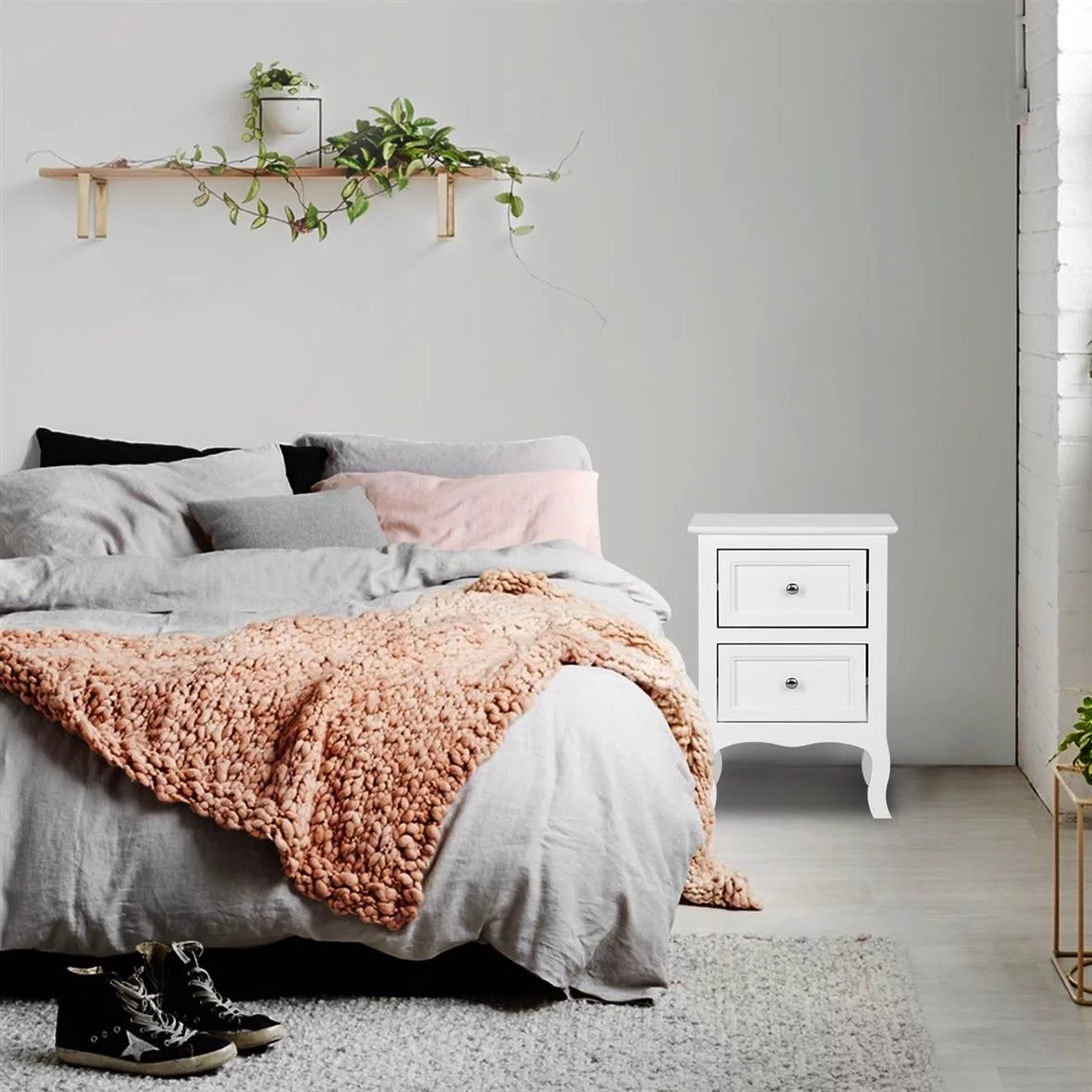 UBesGoo Nightstand End Table with 2 Drawer,White Finish - Cheap Fitting