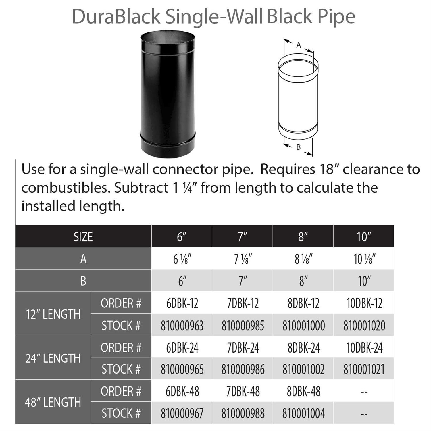 DuraVent DuraBlack Diameter Single-Wall Black Pipe - Cheap Fitting