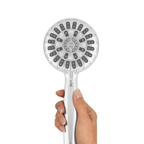 Waterpik 4 in. Chrome Round Handheld Shower Head Slide Rail 7-Spray Power Pulse - Cheap Fitting
