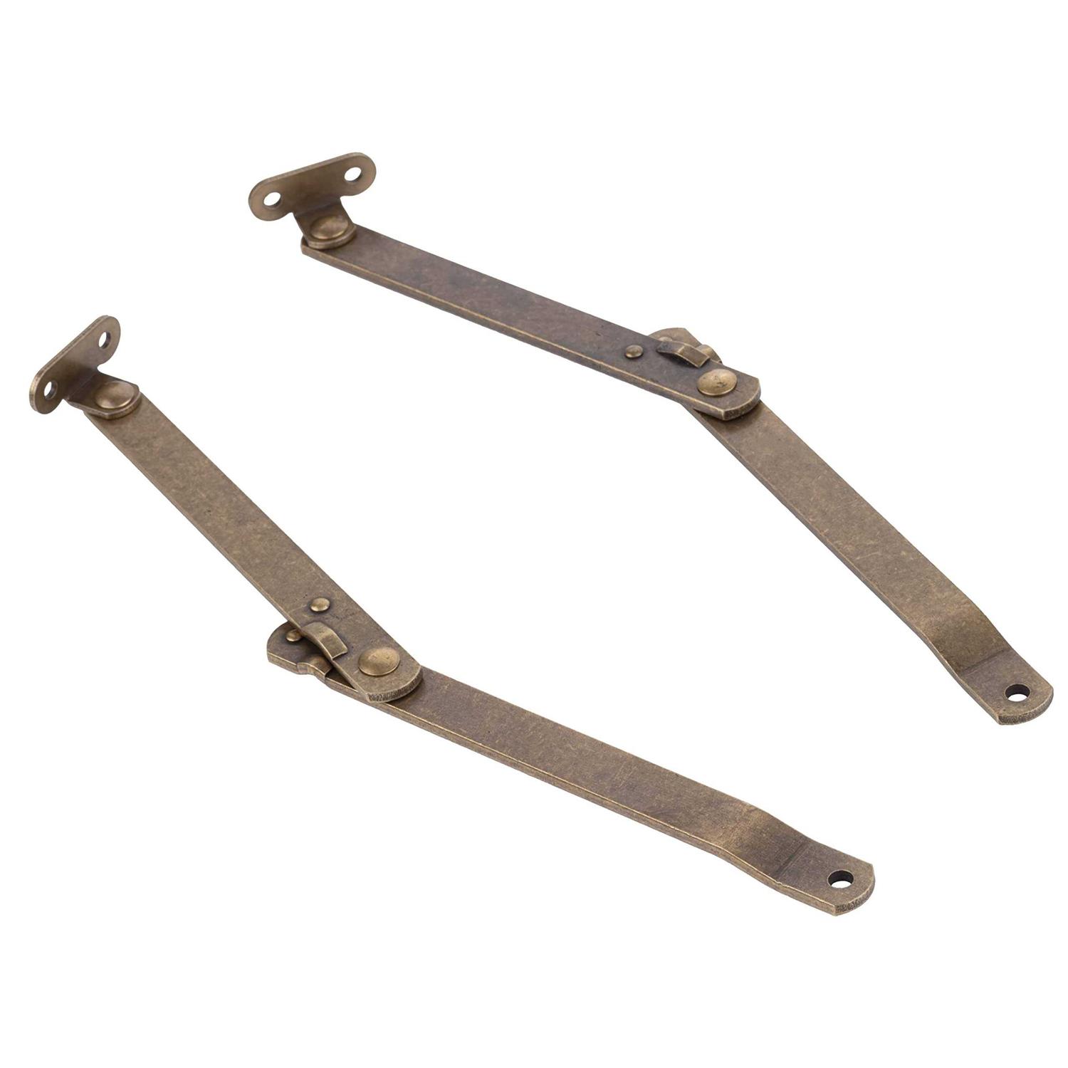 UNIQANTIQ HARDWARE SUPPLY Heavy Duty Antique Brass Plated Lid Stay Lid Support Hinges for Drop Front Desk - Cheap Fitting