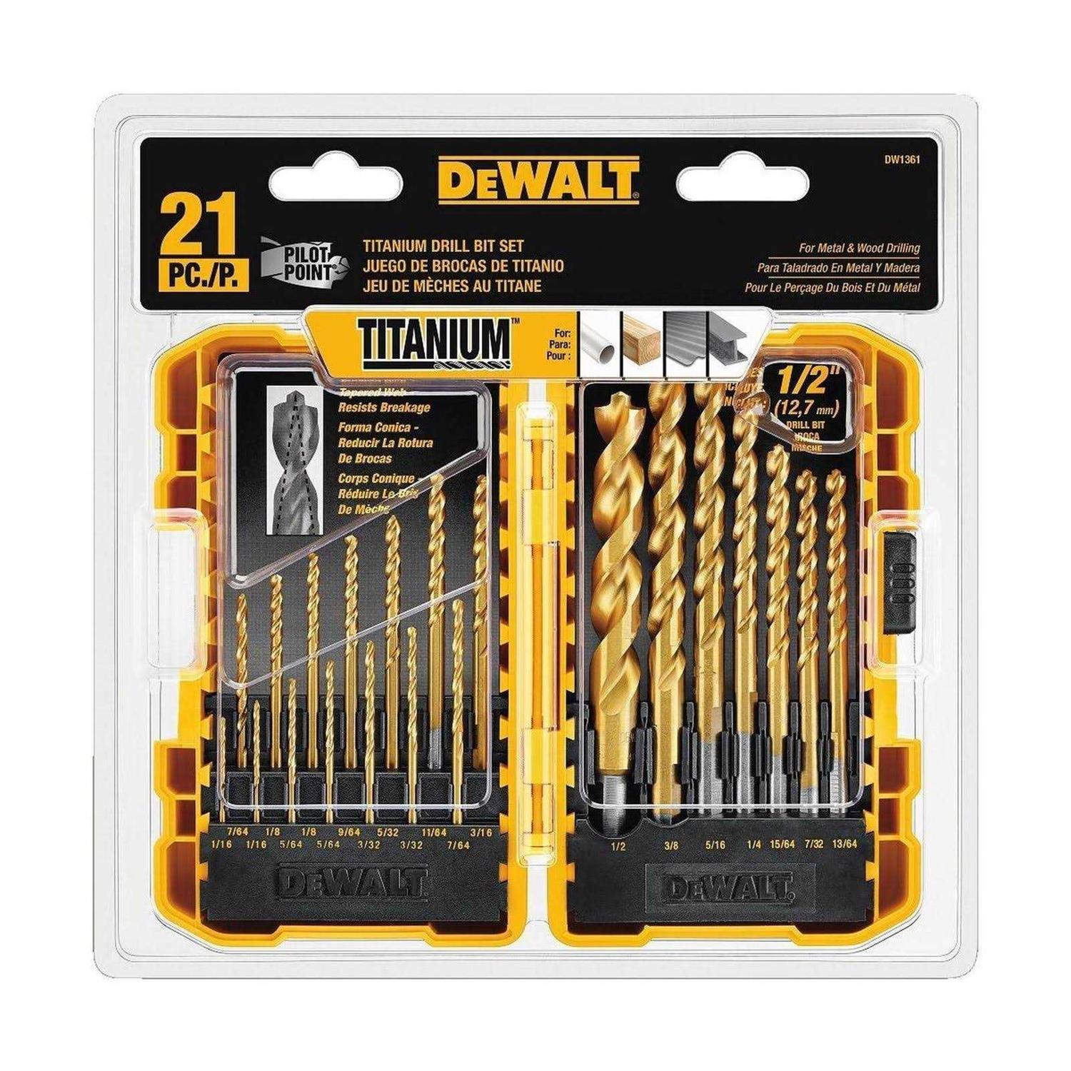 Dewalt Titanium Pilot Point Drill Bit Set DW1361 - Cheap Fitting