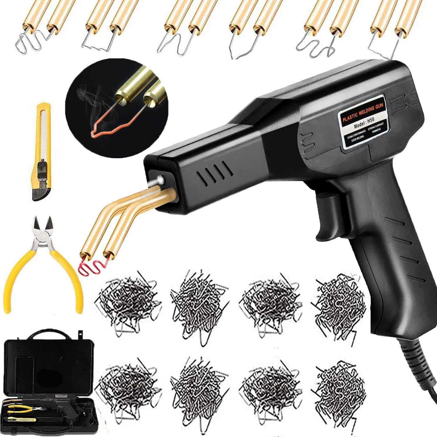 50w Plastic Welding Machine Car Bumper Repair Kit,Hot Stapler Plastic Repair Welder Soldering Kit,6Types 800 Staples - Cheap Fitting