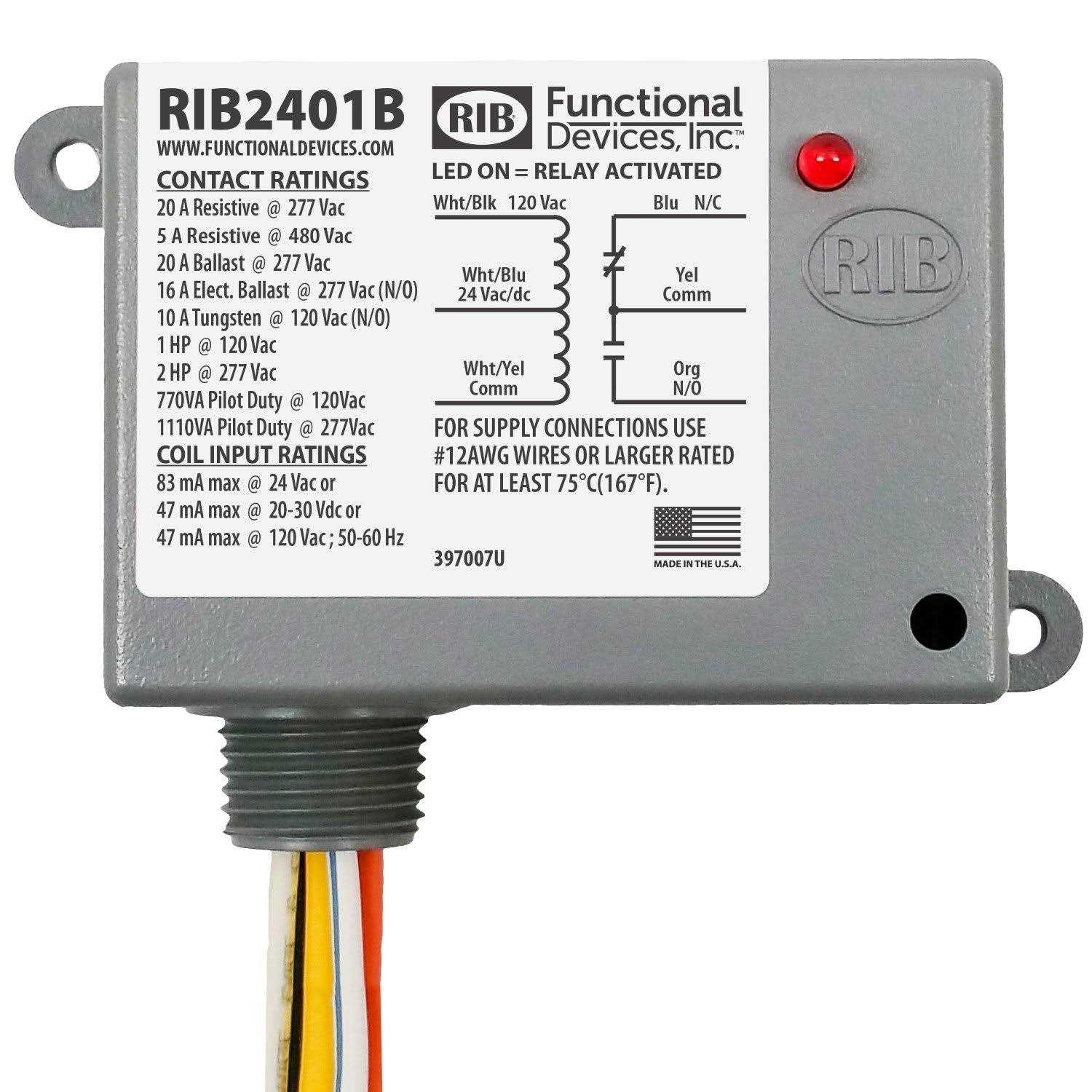 Functional Devices RIB2401B Enclosed SPDT Power Relay - Cheap Fitting