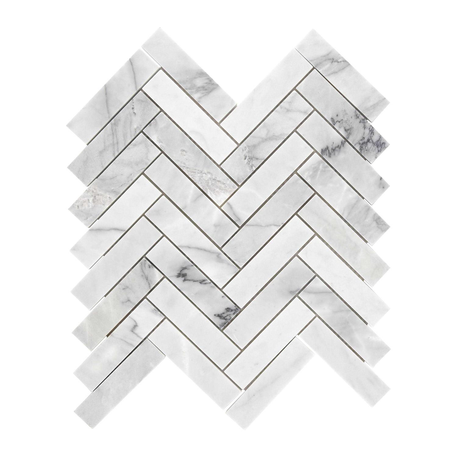 American Olean Genuine Stone Refined White 11-in x 14-in Honed Natural Stone Marble Herringbone Floor and Wall Tile - Cheap Fitting