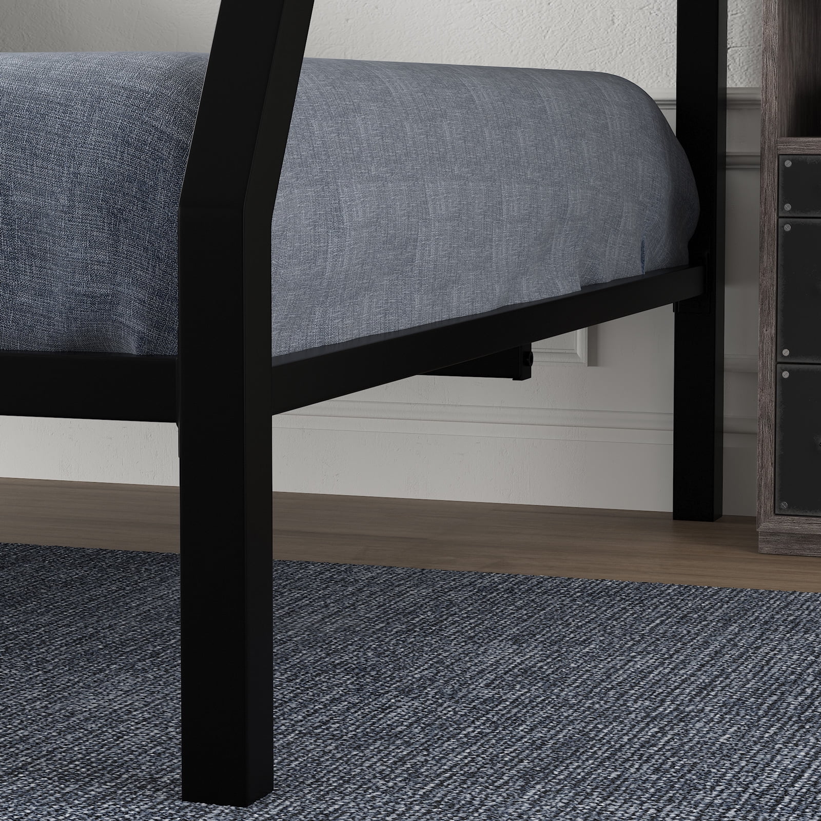 Amolife Twin Over Full Metal Bunk Bed with Removable Stairs, Fullength Guardrail, Black - Cheap Fitting