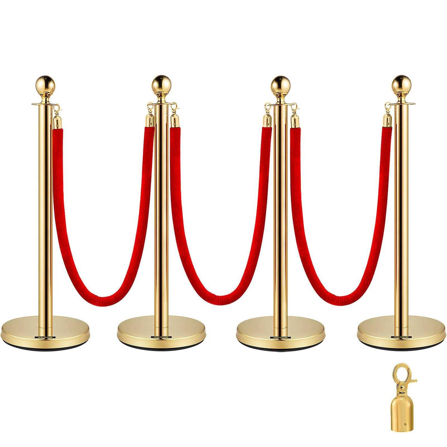 VEVOR Stainless Steel Stanchion Posts Red Velvet Ropes Gold Rope and - Cheap Fitting