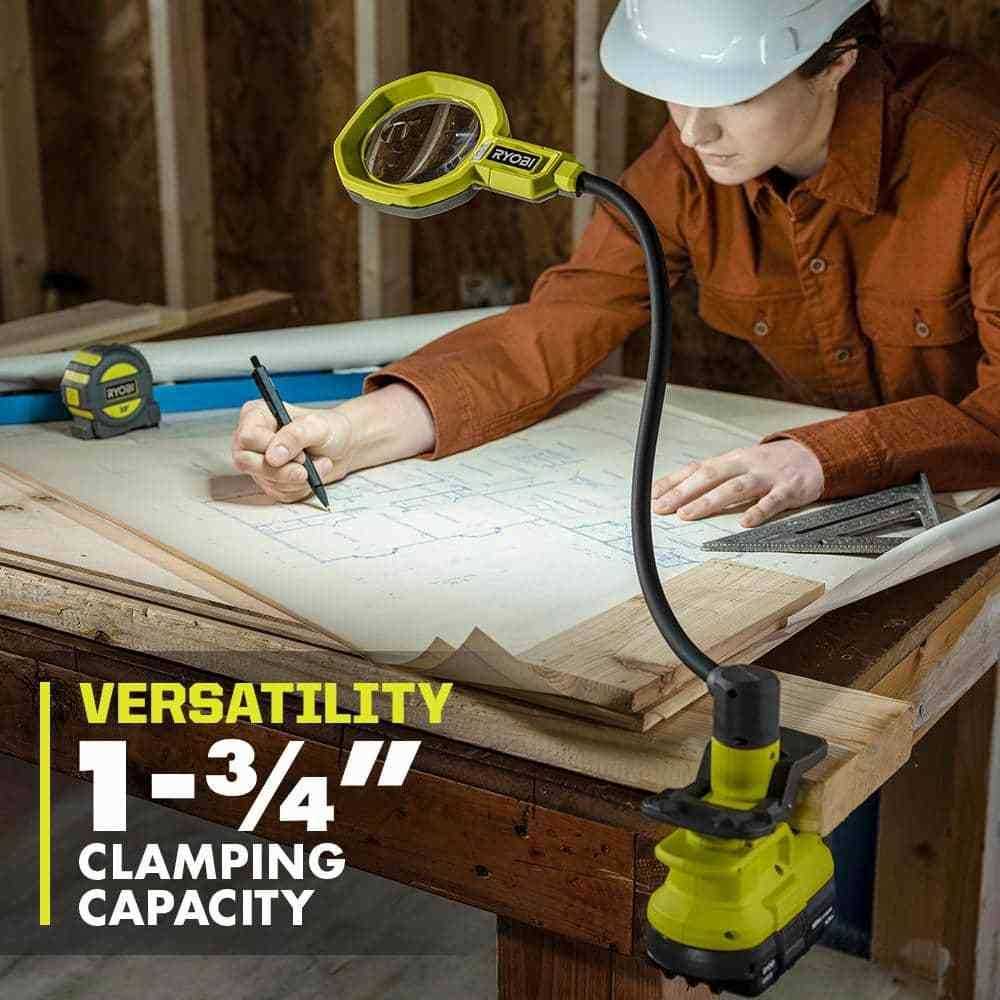 RYOBI ONE+ 18V LED Magnifying Clamp Light - Cheap Fitting