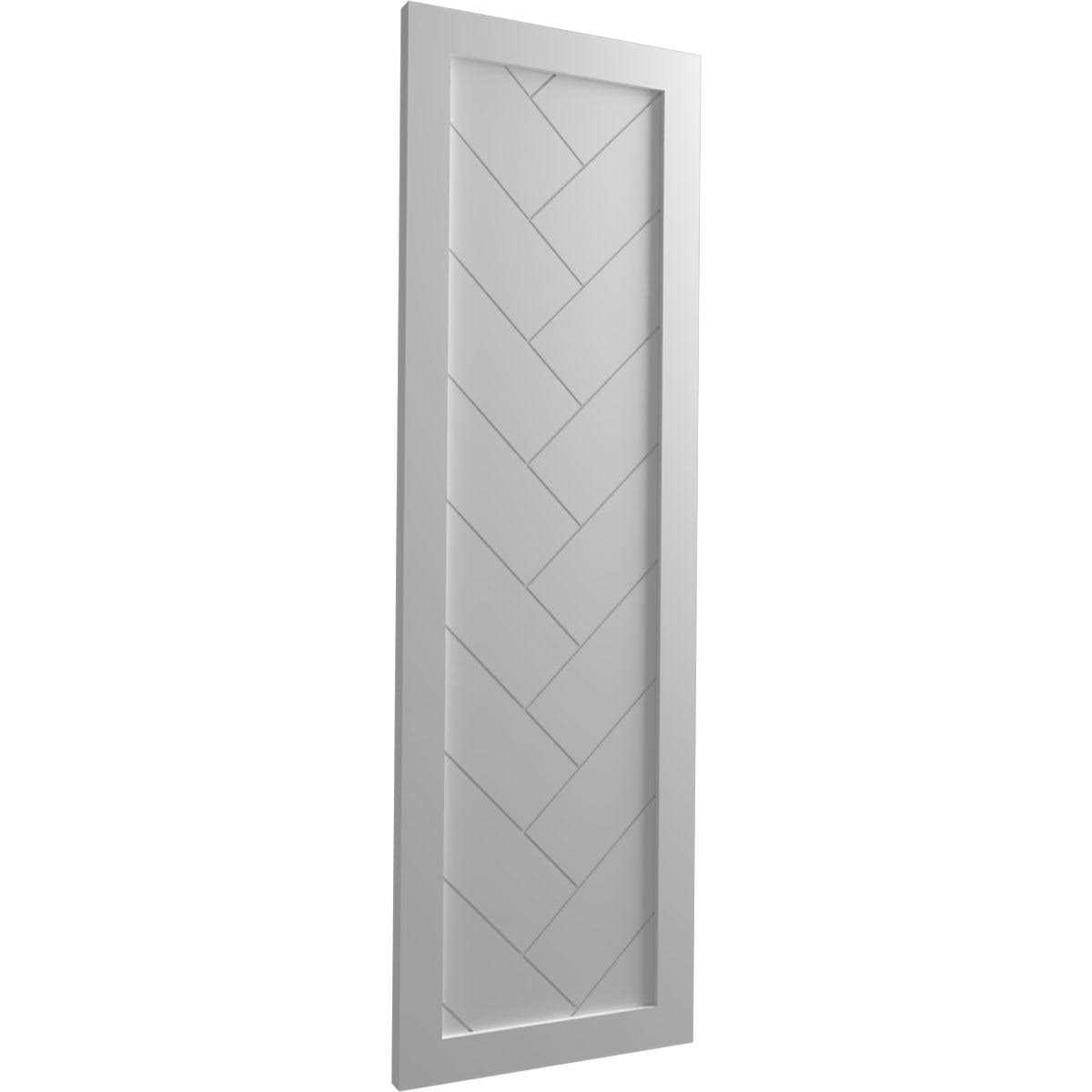 True Fit PVC Single Panel Herringbone Modern Style Fixed Mount Shutters Ekena Millwork Height - Cheap Fitting