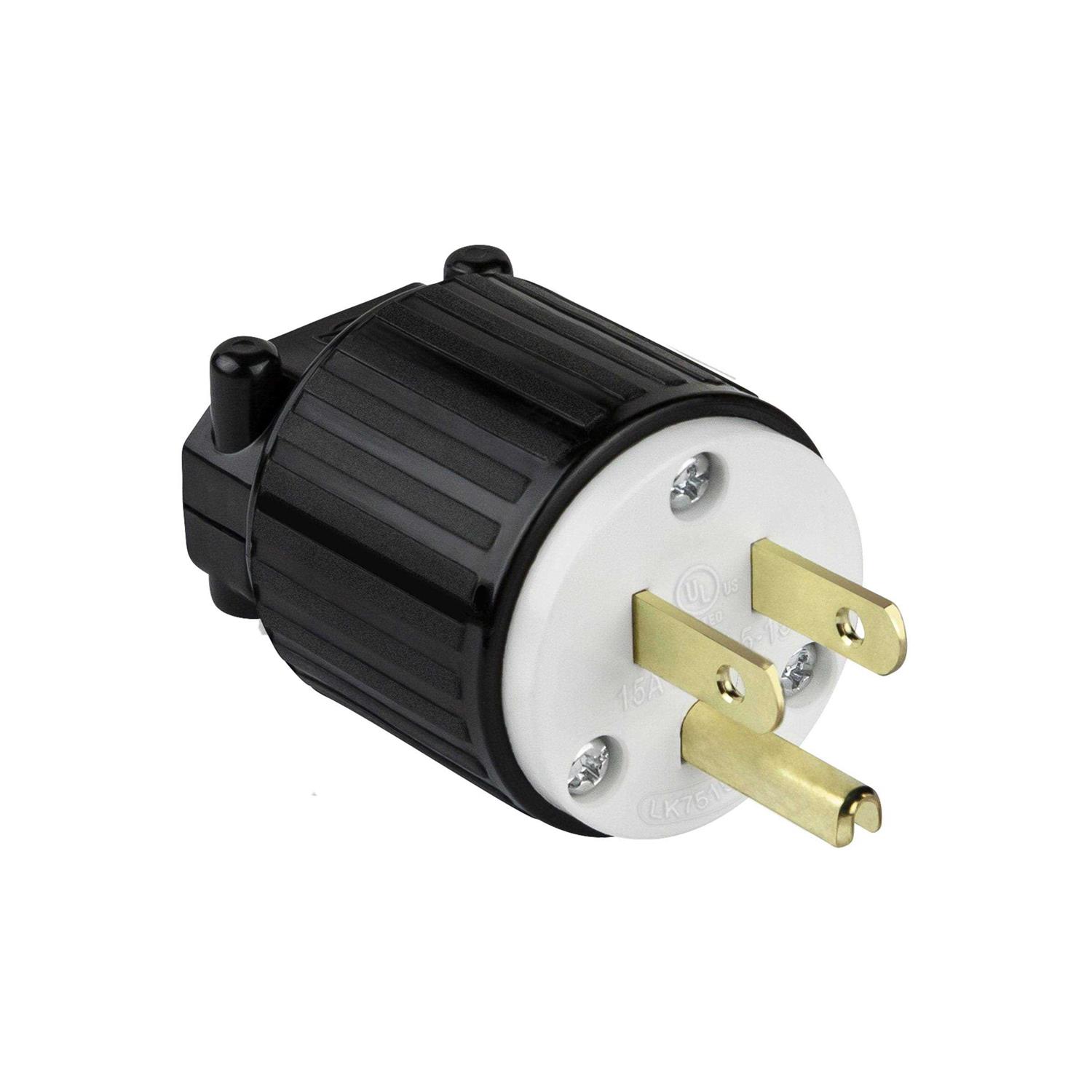 Enerlites Nema 6-15p Straight Blade Replacement Plug Connector Male Extension Cord Ends 66220-BK - Cheap Fitting