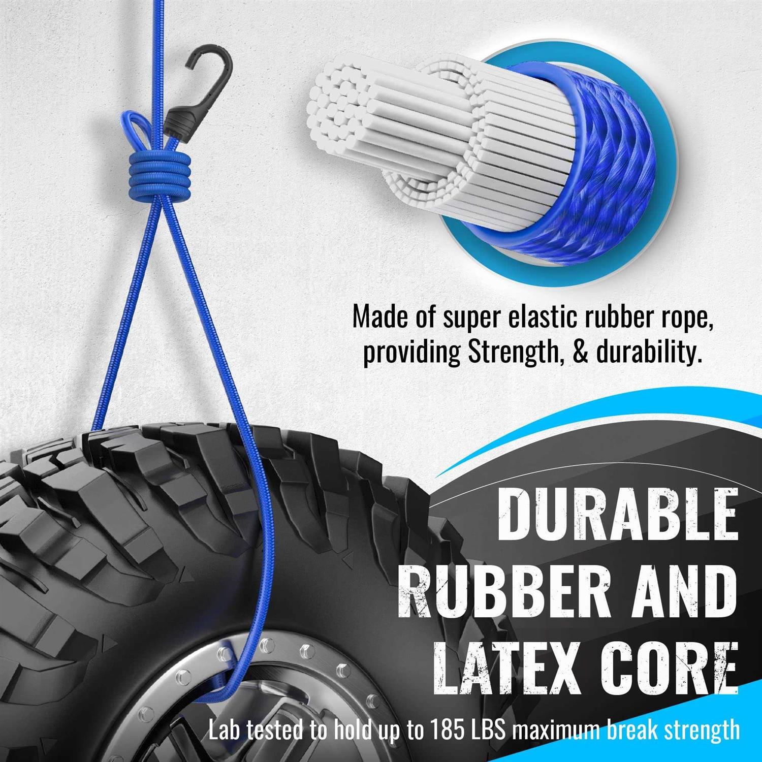 GOEASY0312 Premium Bungee Cords Heavy Duty 20 Piece Bungee Cords with Hooks in A Storage Jar Includes 10 - Cheap Fitting