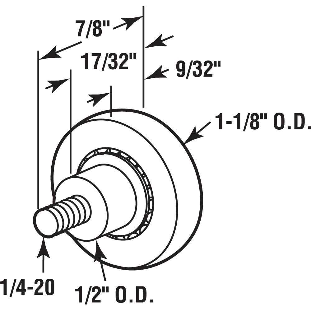 1-1/8 Drawer Slide Roller - Cheap Fitting