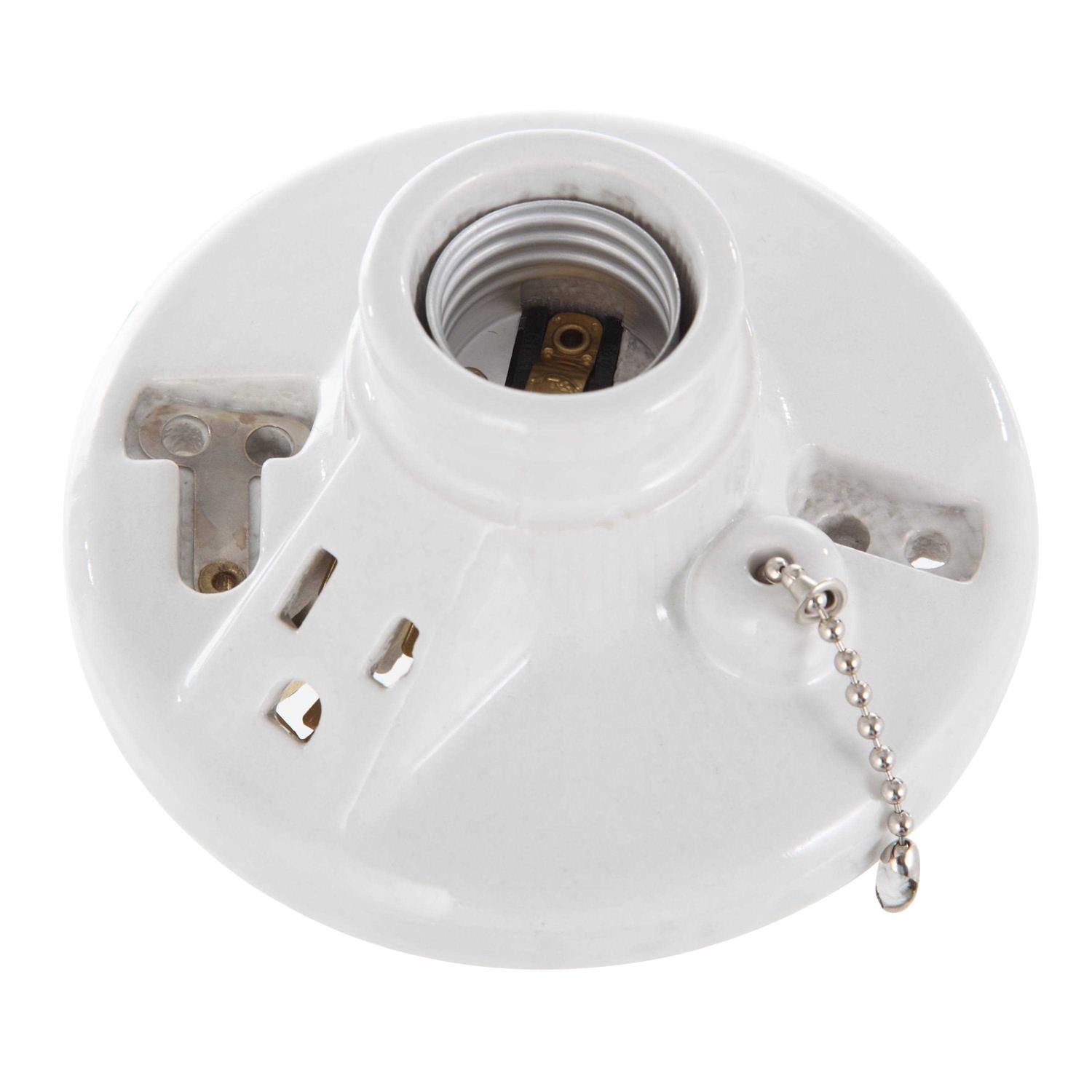 Hyper Tough 1 -Porcelain Pull Chain Lamp Holder With Socket td35080g - Cheap Fitting