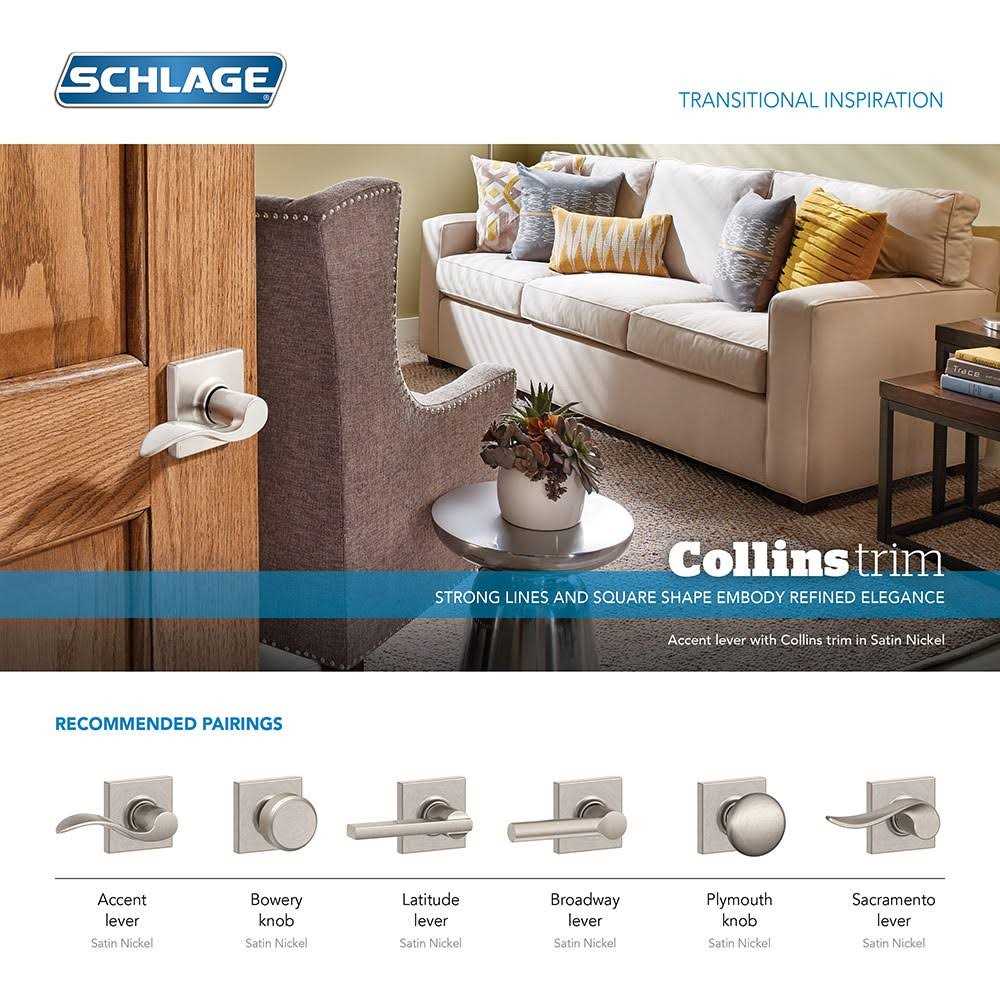 Schlage F10-BWE-COL Bowery Passage Door Knob Set with Collins Trim - Cheap Fitting