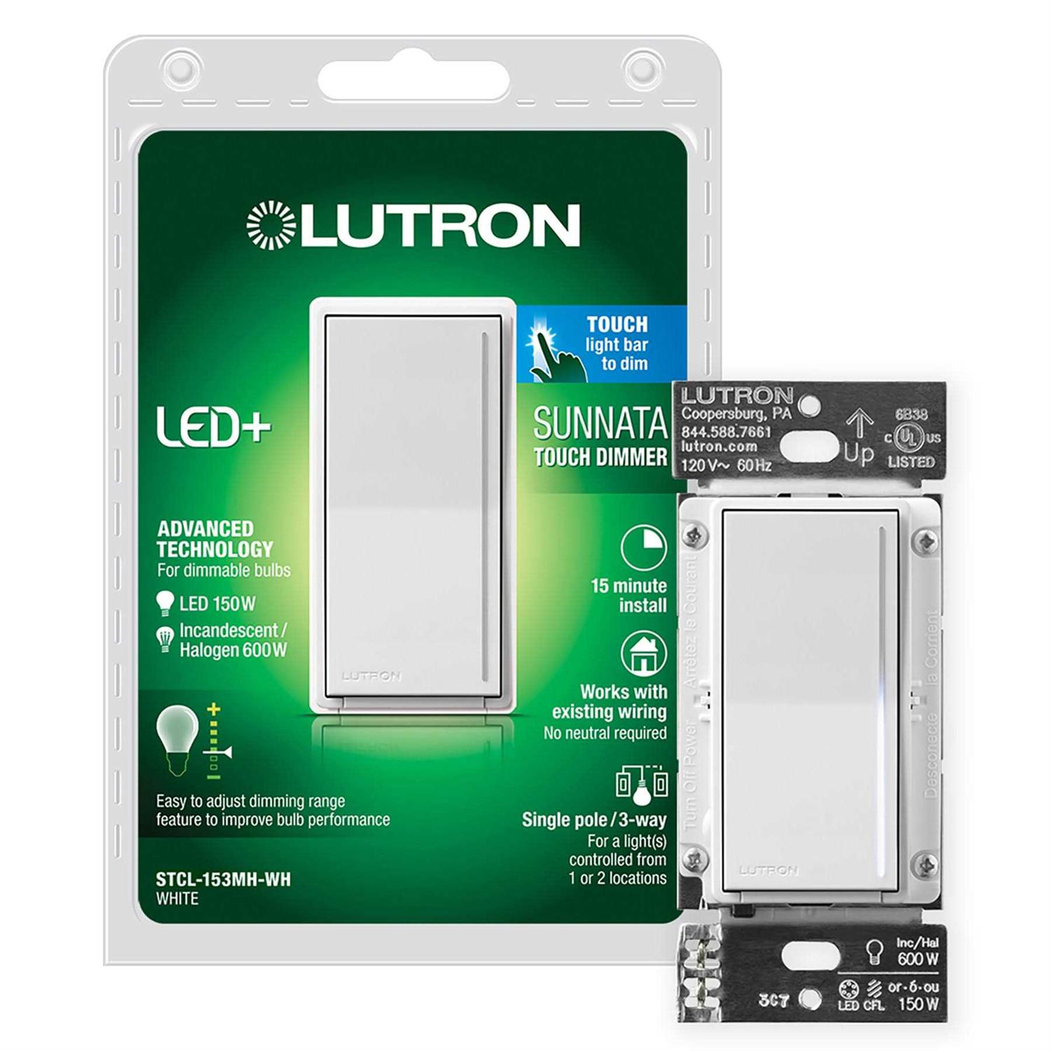 Lutron STCL-153MH-WH Sunnata Touch Dimmer LED+ - Cheap Fitting