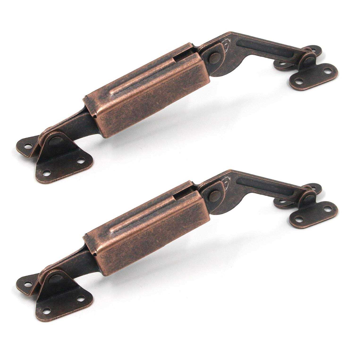 T Tulead Spring Lid Support Left Right Lid Support Down Hinge Red Bronze Iron Support Box Cabinet Hardware Pack of 2 with Mounting Screws - Cheap Fitting
