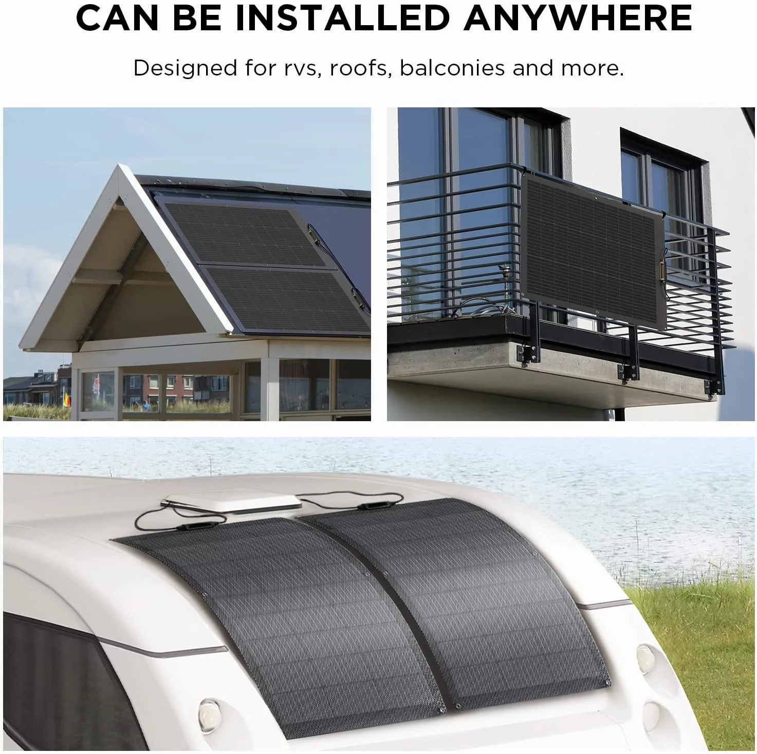 EcoFlow 100W Flexible Solar Panel with High Efficiency Solar Modules, IP68 Waterproofing, Ideal for Off-Grid Solar Panel Kits, PV Charging, Power Kits & Ecosystem - Cheap Fitting