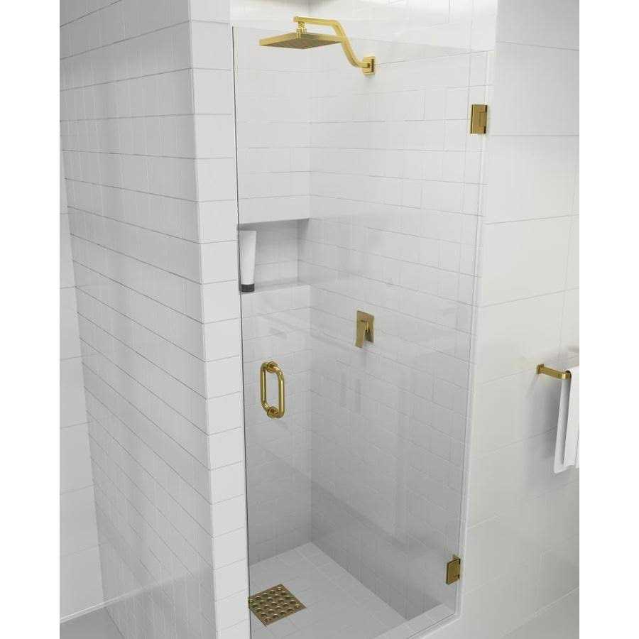 Glass Warehouse 24.5 in. W x 78 in. H Pivot/Hinged Frameless Shower Door in Satin Brass GW-DO-24-5-SB - Cheap Fitting