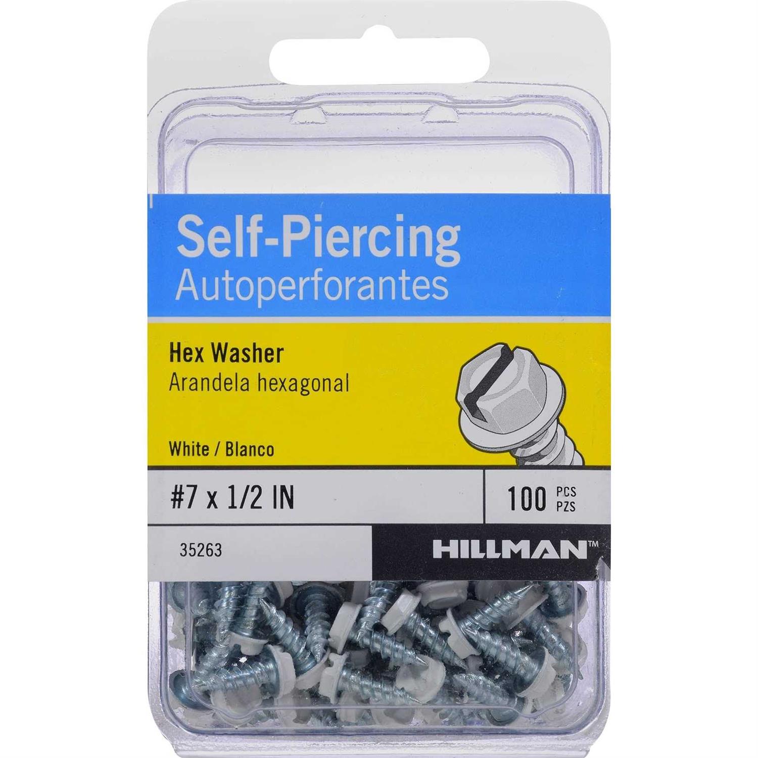 Hillman 35263 White Painted Hex Washer-head Self-piercing Screws - Cheap Fitting