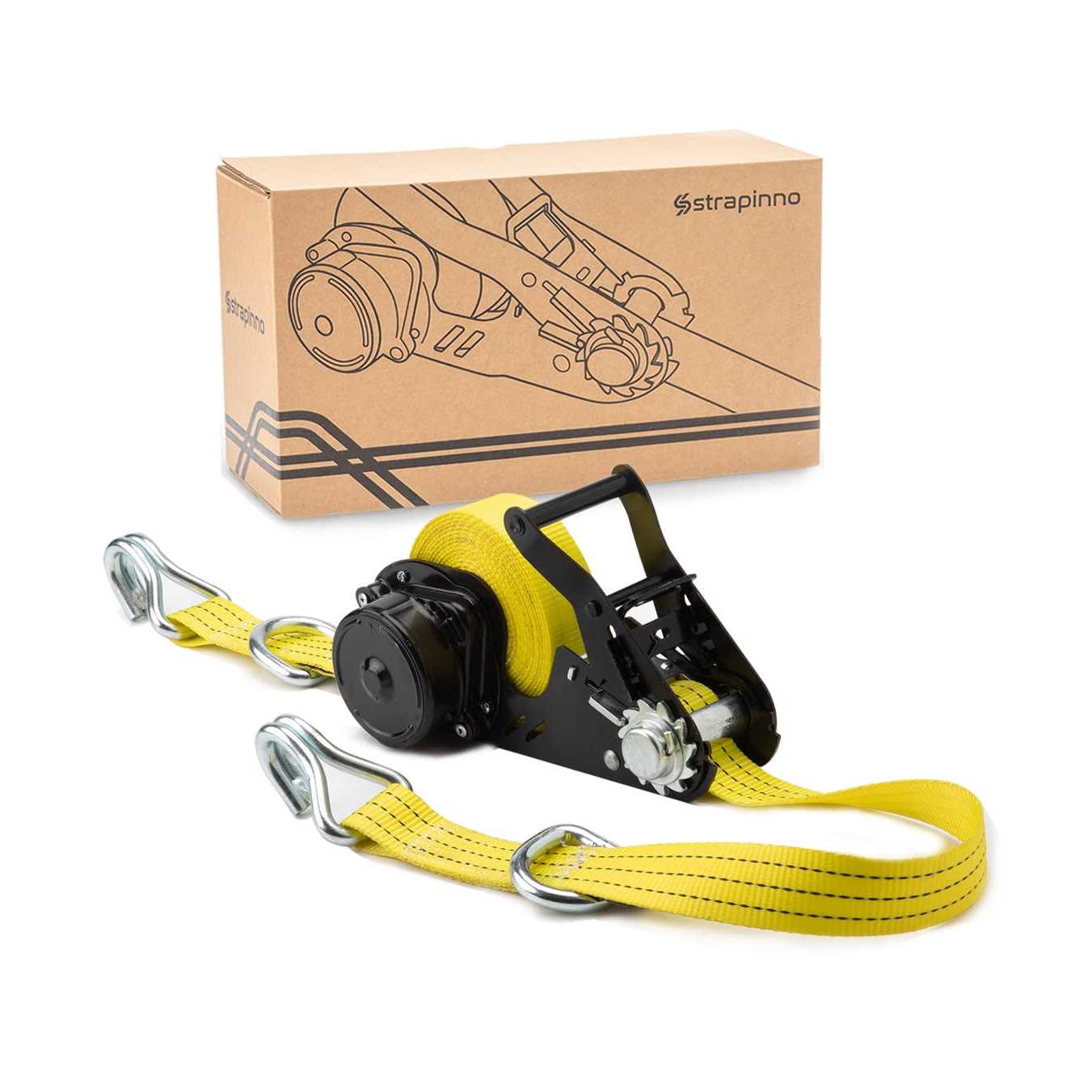 Strapinno Retractable Ratchet Tie-Down Strap Heavy-Duty Strap with Double J Hooks - Cheap Fitting
