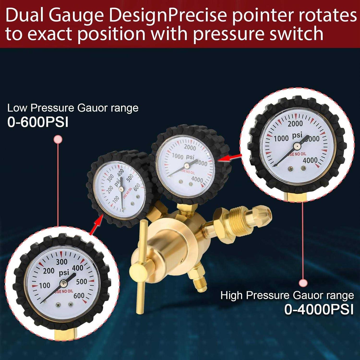 Nitrogen Regulator 0-600psi CGA580 Inlet 1/4-inch Male Flare Outlet Connection - Cheap Fitting