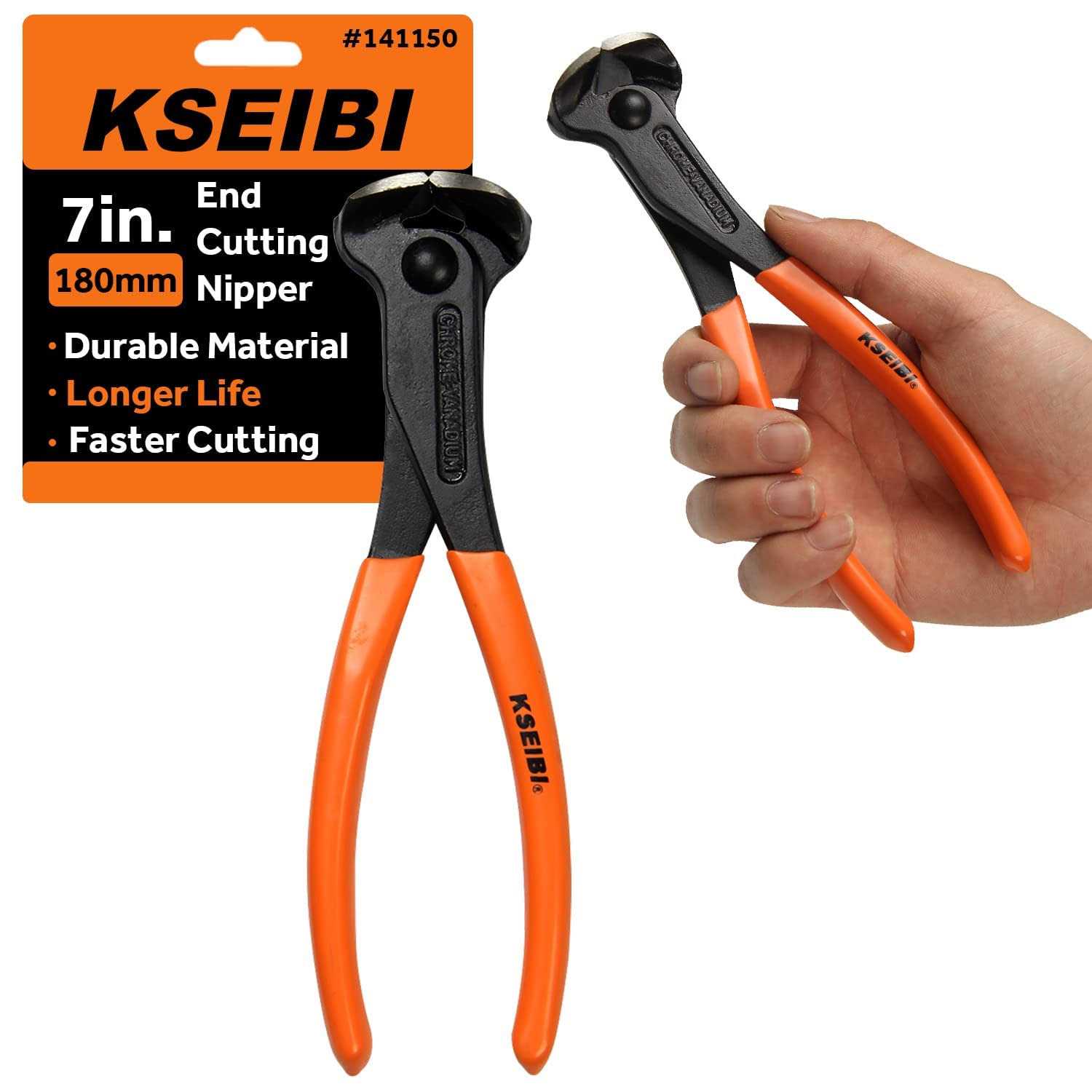 KSEIBI 141150 End Cutting Pliers 7 Inch Grip Handle Black Finish Chrome Vanadium Steel Carpenter Pincer - Cheap Fitting