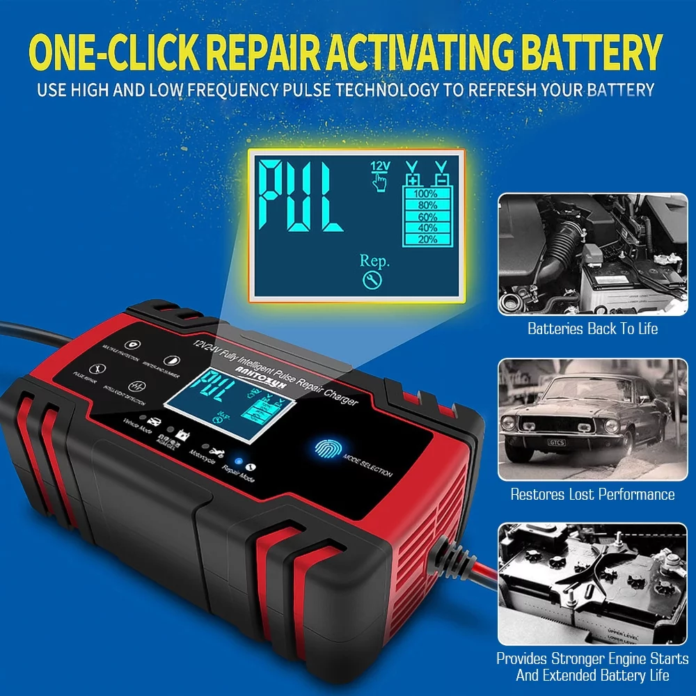 AC DC 12V/8A 24V/4A Automatic Car Battery Charger, DFITO Trickle Battery Charger, Power Battery Maintainer for Car, Automotive, Vehicle, Motorcycle - Cheap Fitting