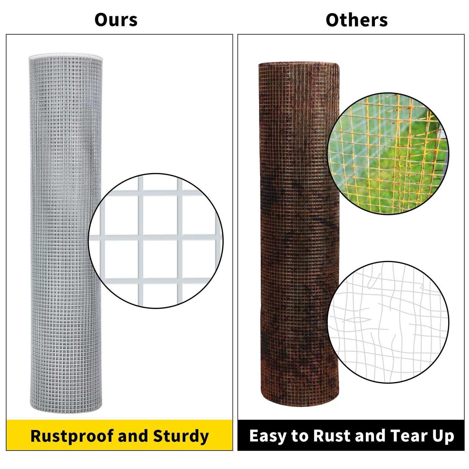 DWALE Hardware Cloth Chicken Wire Mesh Galvanized Wire Mesh Gauge Heavy Duty Galvanized Wire Fence Chicken Fence for Chicken Poultry Coop - Cheap Fitting