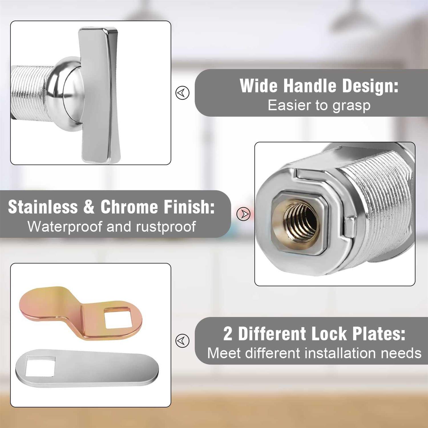 Cam Lock Thumb Operated Cabinet Locks 7/8 Cylinder Fits on 9/16” Max Panel Thickness Non-Locking Compartment Lock for RV Storage - Cheap Fitting