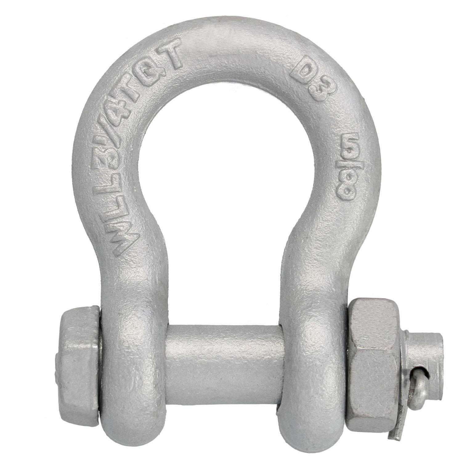 1 inch, 8.5 Ton, Galvanized Bolt-Type Anchor Shackle, Silver 3698 - Cheap Fitting