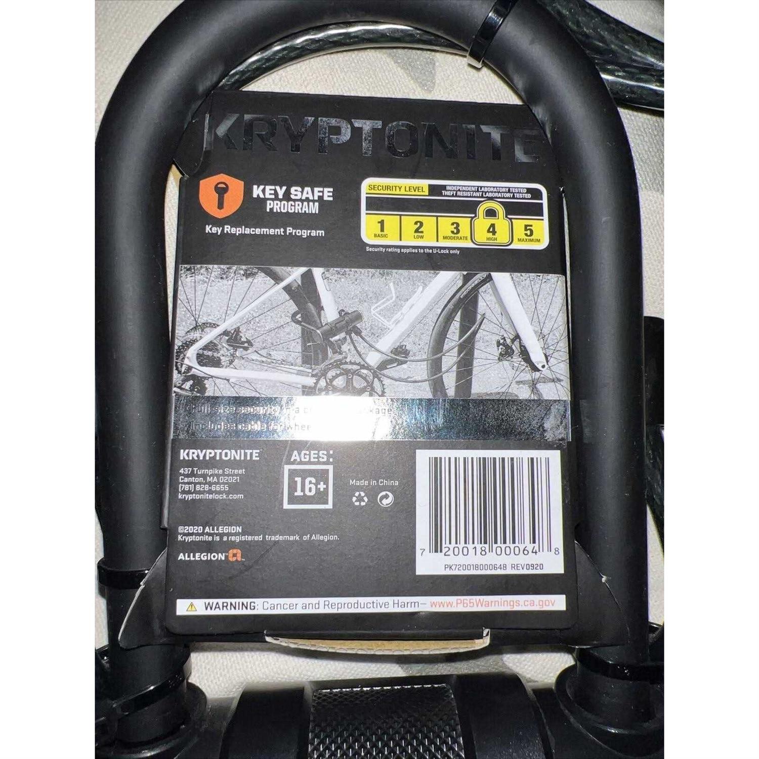 Kryptonite Mini 12mm U-Lock Bicycle Lock & 8mm Looped Bike Security Cable - Cheap Fitting