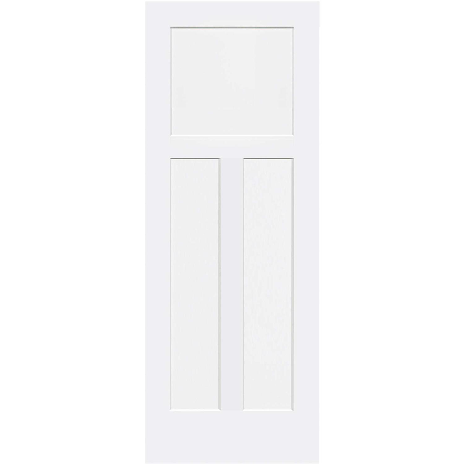 Kimberly Bay 80 in. White 1+2 Panel Shaker Solid Core Pine Interior Door Slab - Cheap Fitting