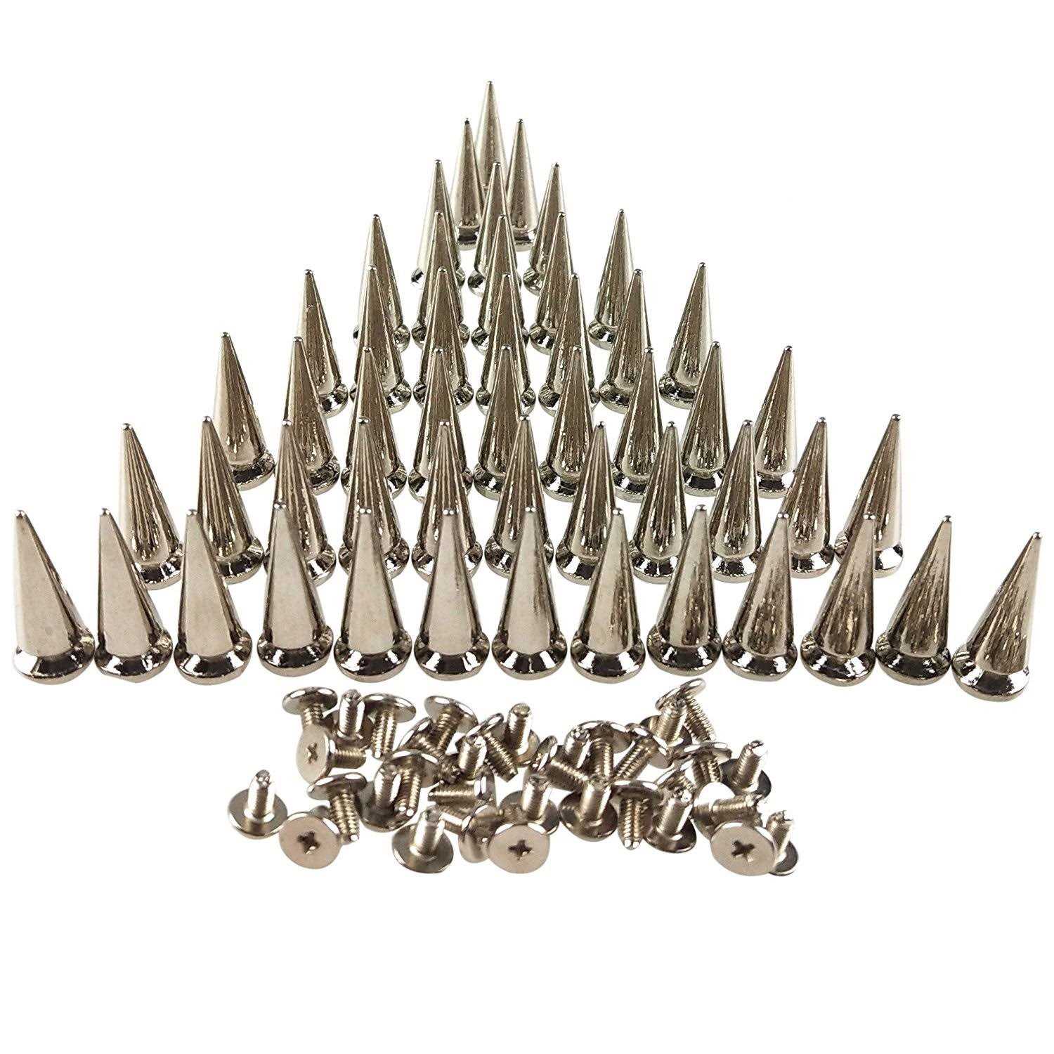 50PCS Silvery Cone Spikes Metallic Screw Back Studs DIY Craft Cool Rivets Punk 10 X 25mm - Cheap Fitting