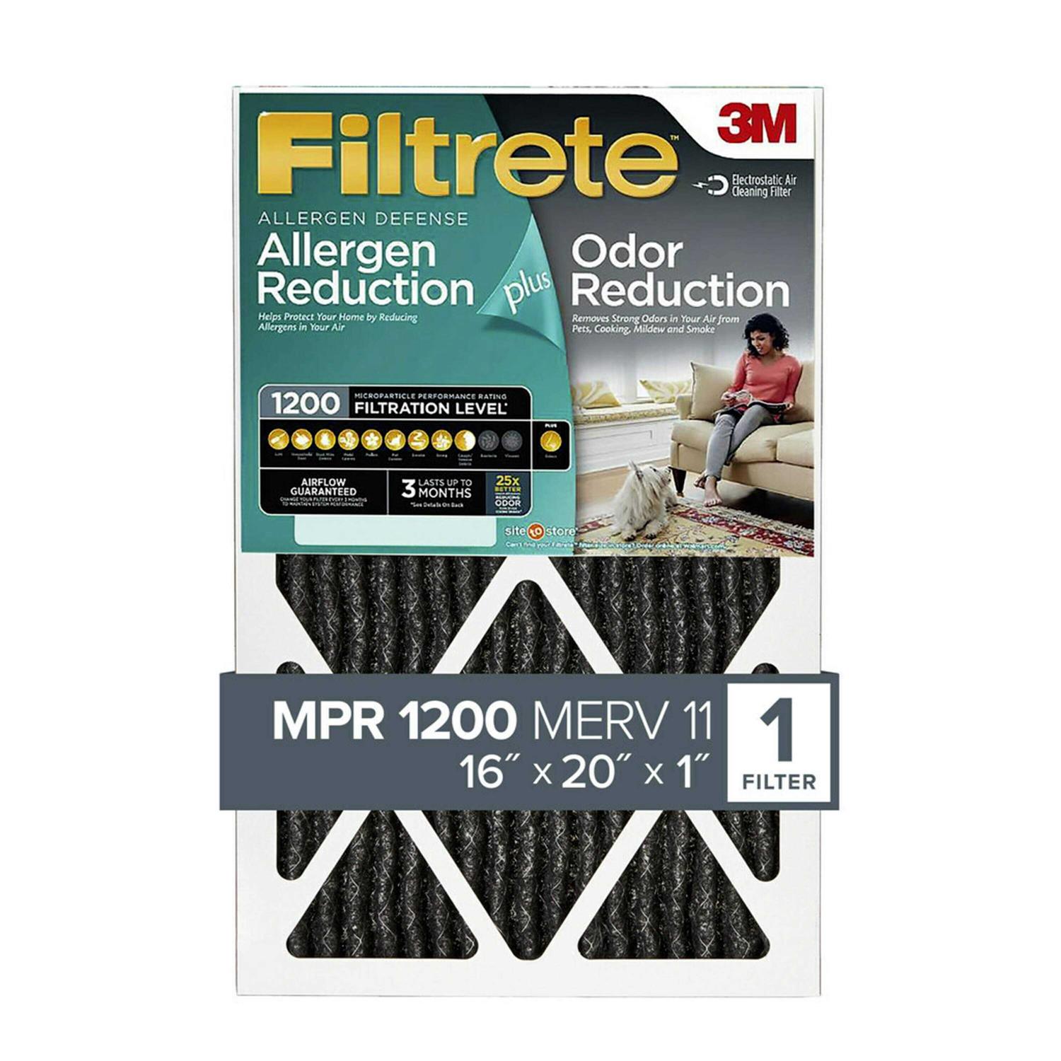 Filtrete Allergen Plus Odor Reduction HVAC Furnace Air Filter 1200 Mpr - Cheap Fitting