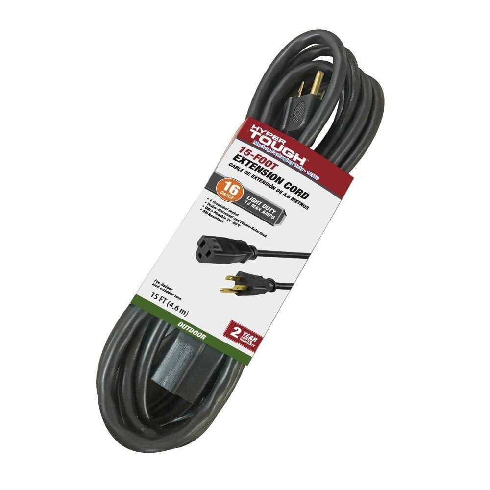 Hyper Tough 16/3 Sjtow Outdoor & Indoor Use Single Outlet Extension Cord - Cheap Fitting
