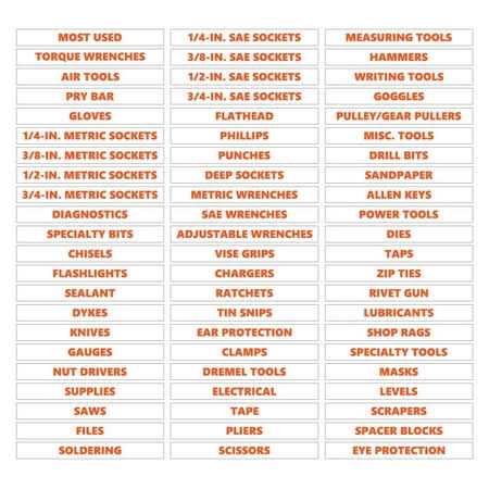 DCM Solutions Toolbox Organizational Magnetic Labels Set - Cheap Fitting