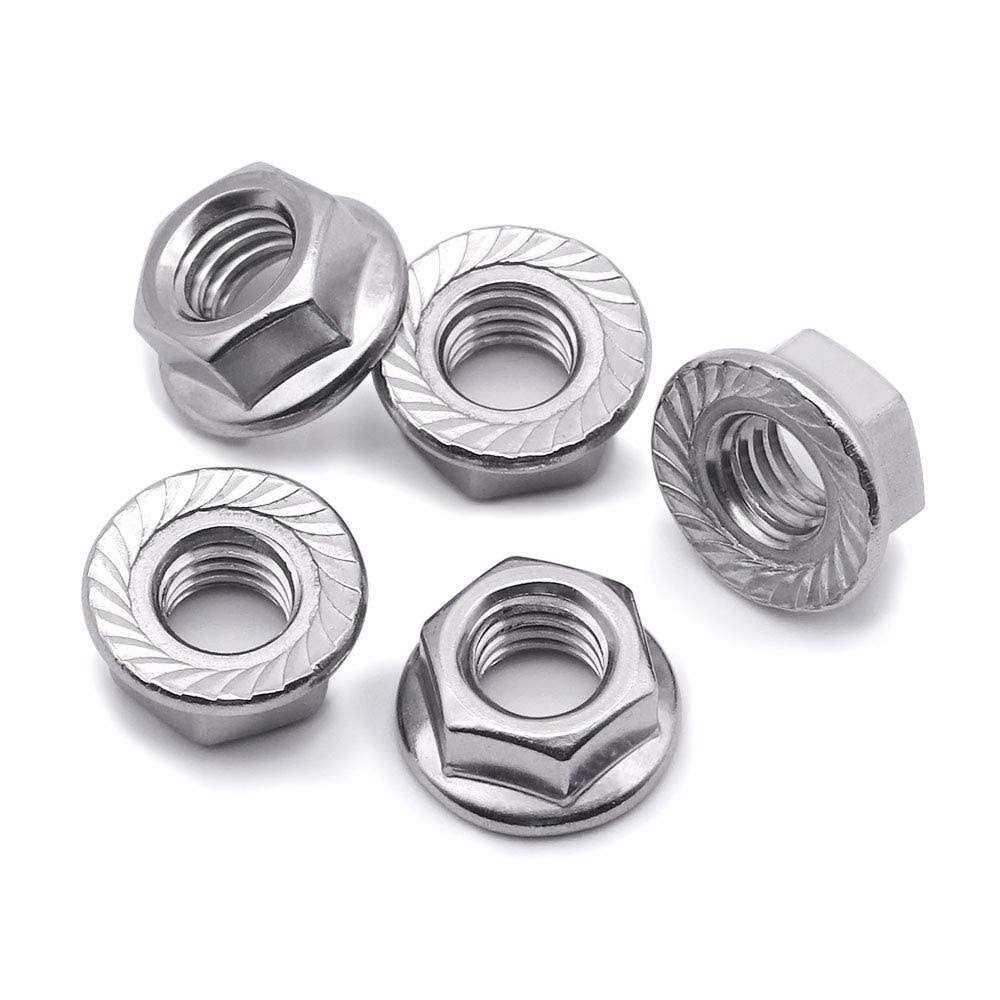 Serrated Flange Hex Lock Nuts 304 Stainless Steel 18-8 Hexagon Nuts - Cheap Fitting