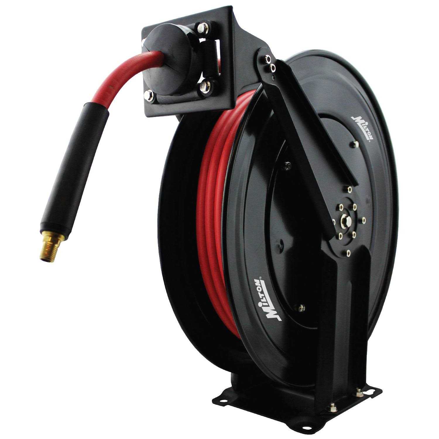 Milton Industries 2760-50D 3/8 x 50′ Auto Retracting Air Hose Reel - Cheap Fitting