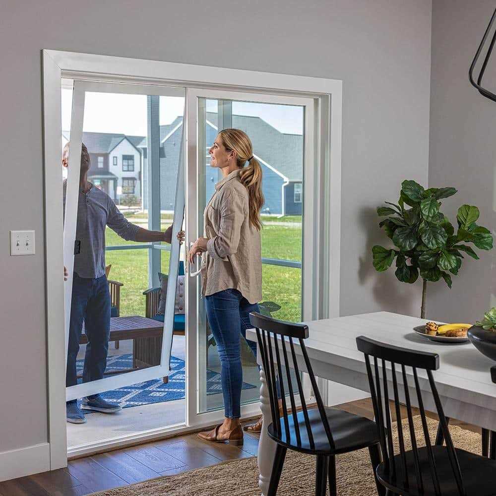 RITESCREEN Knock Down 30 in. x 80 in. White Aluminum Sliding Patio Screen Door - Cheap Fitting