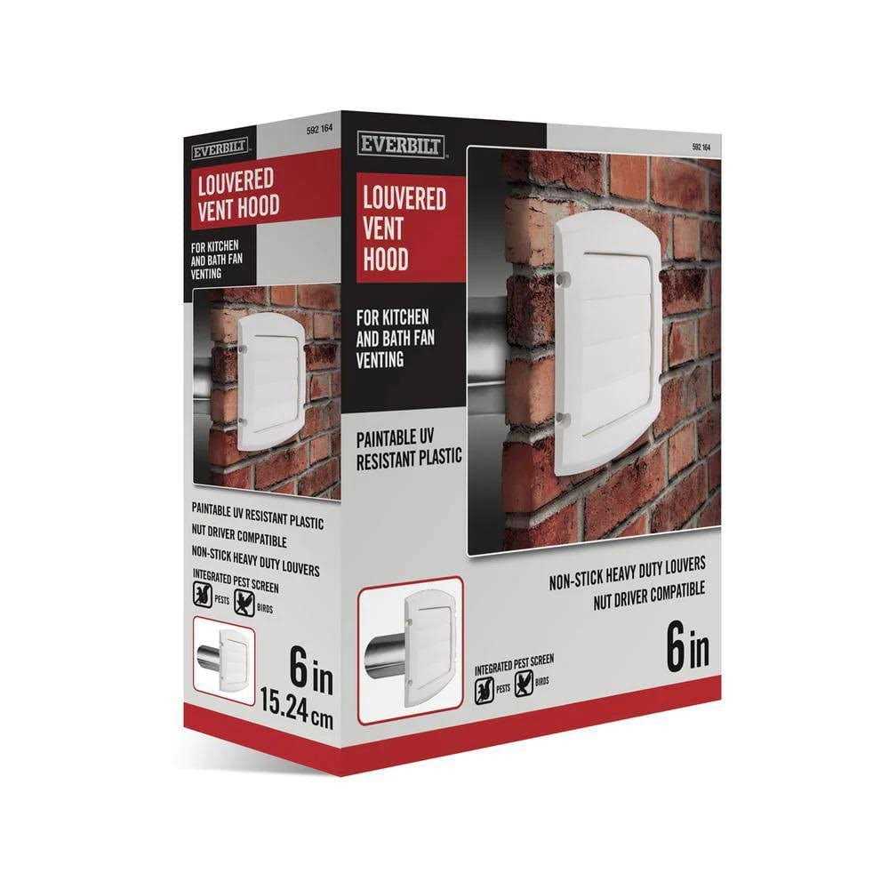 Everbilt 6 in. Louvered Exhaust Hood in White BLH6WHD - Cheap Fitting