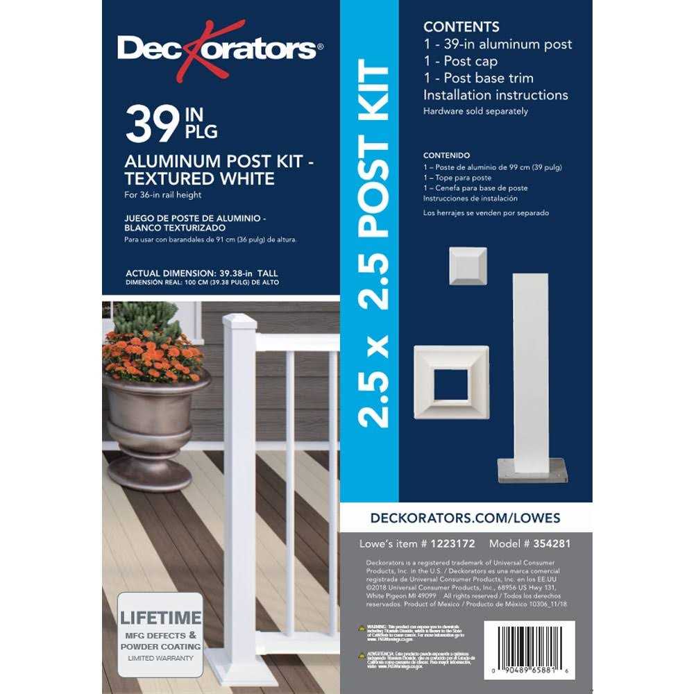 Deckorators 3-in x 3-in x 3-1/4-ft Textured White Aluminum Deck Post 354281 - Cheap Fitting