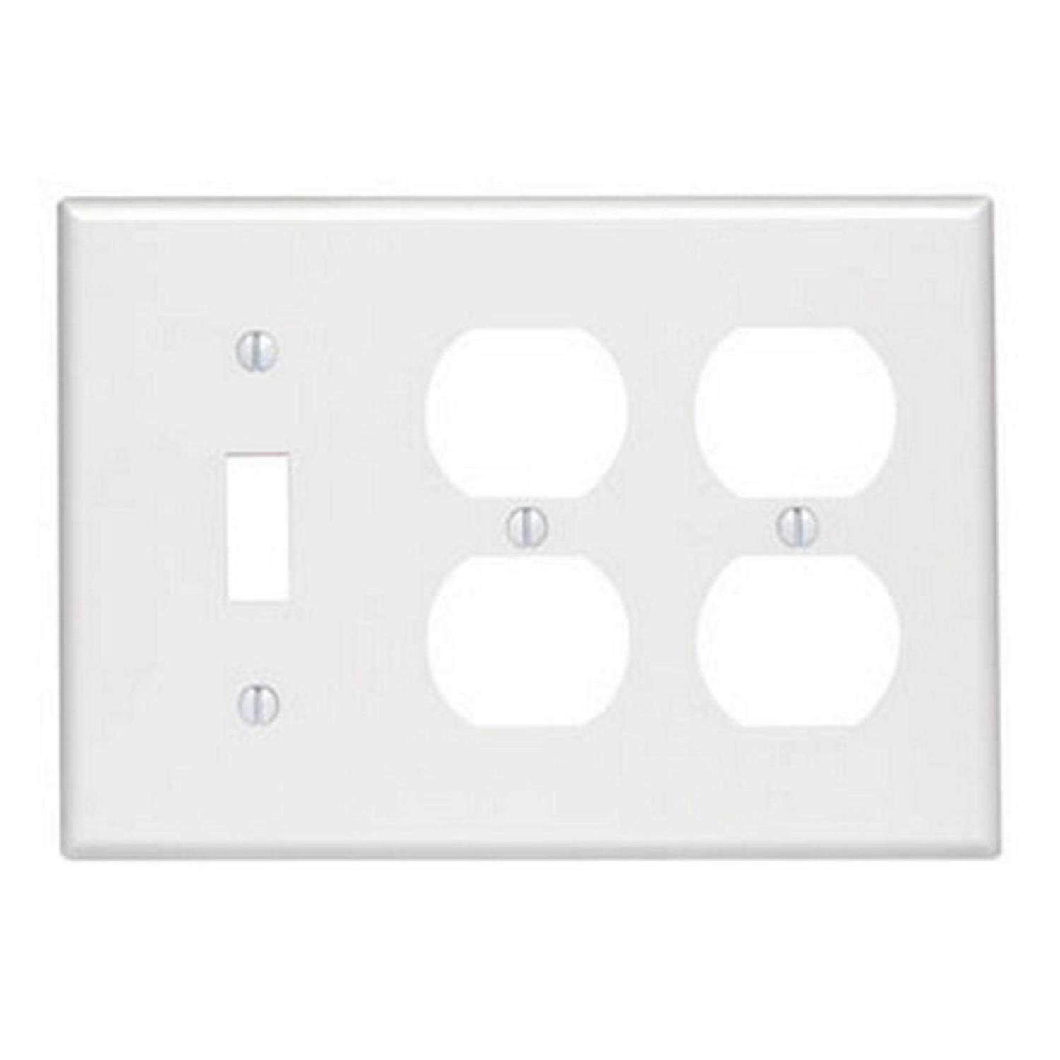 Leviton White 3-Gang Combination 1-Toggle & 2-Duplex Receptacle 88047 - Cheap Fitting