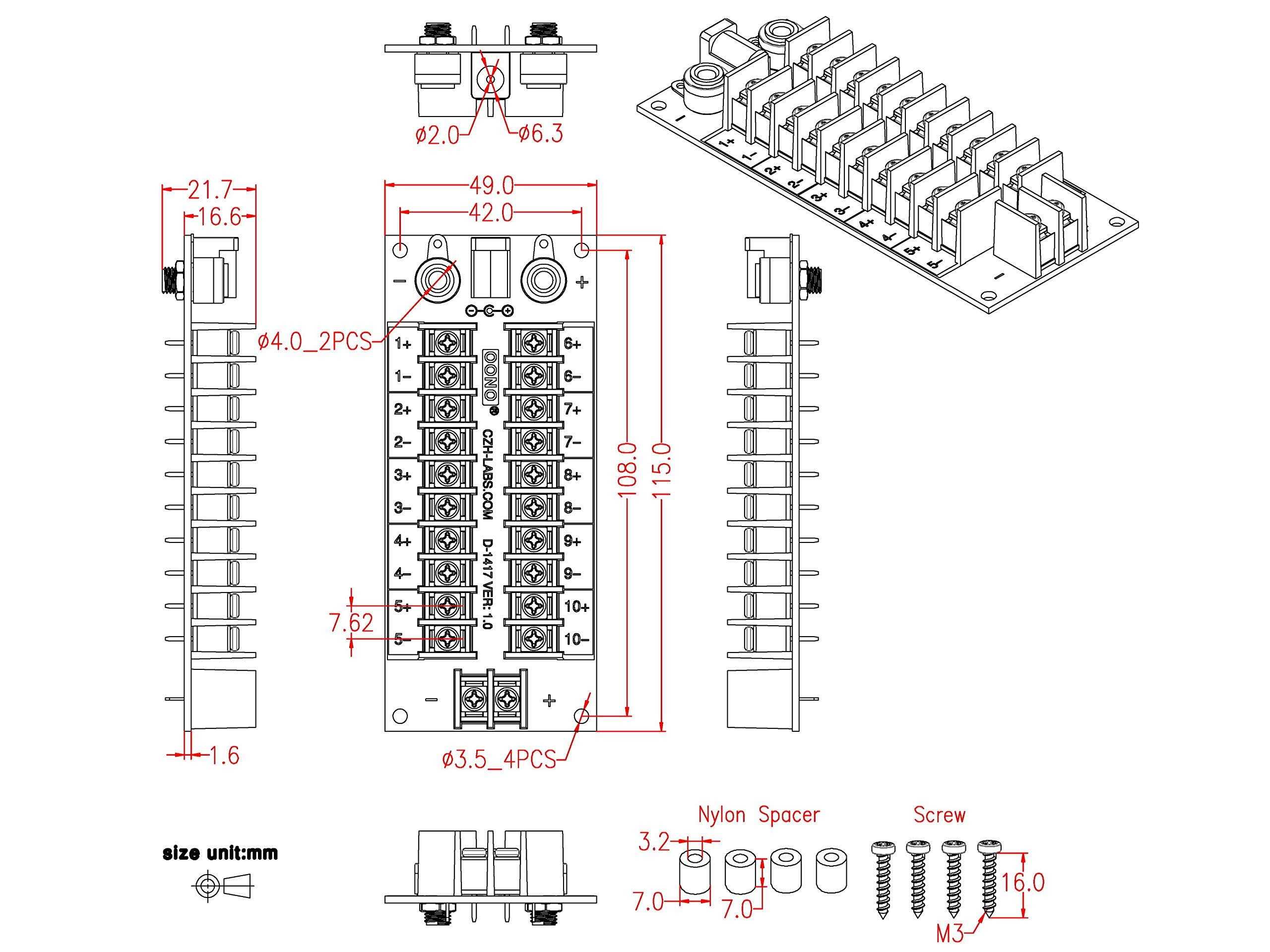 20Amp 2×10 Position Barrier Terminal Block Distribution Module for AC DC - Cheap Fitting