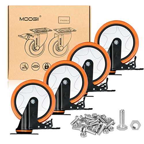 6 inch Heavy Duty Casters Load 2800lbs,Perfect Design Structure in Lockable Bearing Caster Wheels with Brakes,Swivel Casters for Furniture and - Cheap Fitting