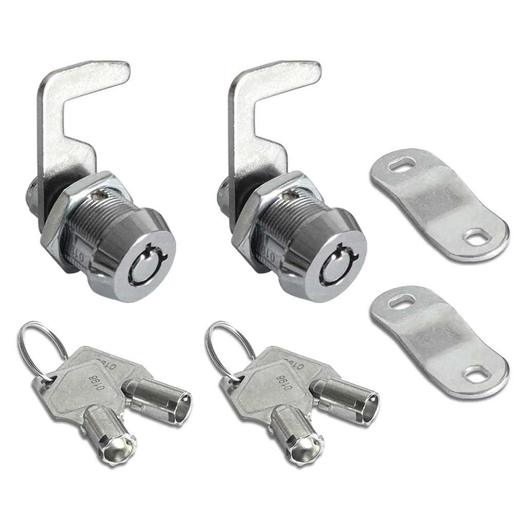 NIANNIAN 2 pack toolbox lock 5/8 tubular cam replacement lock hook cam keyed alike with 4 keys - Cheap Fitting